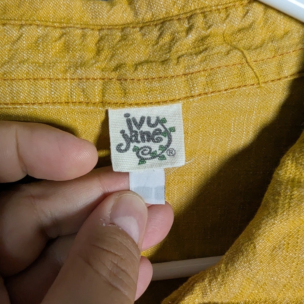 Ivy Main Womens Shirt Large Mustard Yellow Cotton Western Snap Button Rustic - Picture 15 of 15